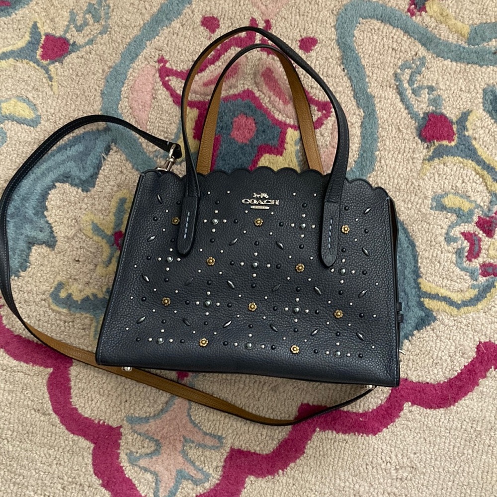 COPY - Coach Scalloped Navy Blue Studded Bag